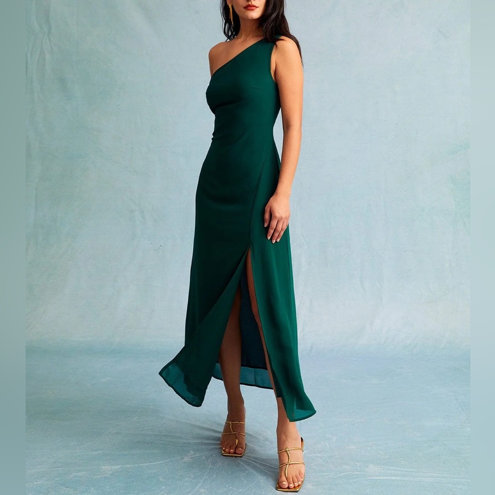 Rihoas Green One Shoulder Sleeveless Maxi Dress - Picture 2 of 6